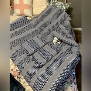Blue and White Tommy Hilfiger Comforter and Shams